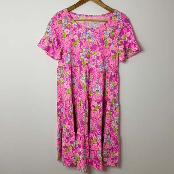 NEW Lilly Pulitzer Jodee Swing Dress Amethyst Size Small Floral Tiered Ruffles - Picture 3 of 9